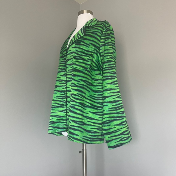 Savage x Fenty Rhianna Animal Print Green Zebra Silky Pajama Blazer Top 2X - Picture 4 of 14